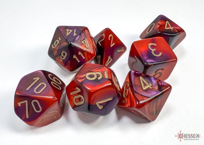 Chessex - Gemini Polyhedral 7 Dice Set - Purple-Red w/Gold