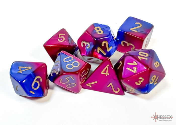 Chessex - Gemini Polyhedral 7 Dice Set - Blue-Purple w/Gold