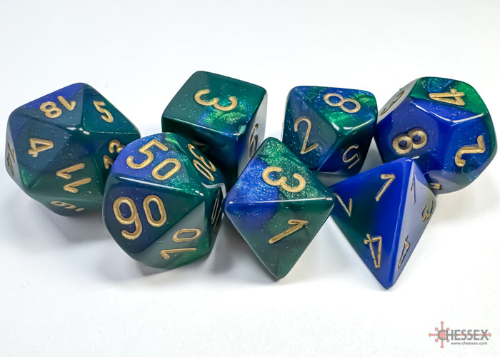 Chessex - Gemini Polyhedral 7 Dice Set - Blue-Green w/Gold