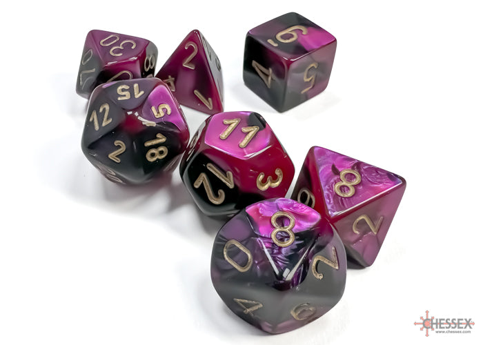 Chessex - Gemini Polyhedral 7 Dice Set - Black-Purple w/Gold