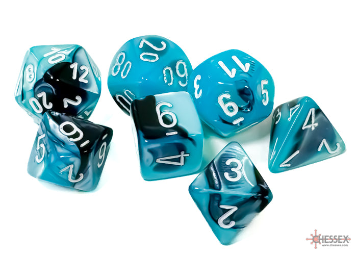 Chessex - Gemini Polyhedral 7 Dice Set - Black-Shell w/White