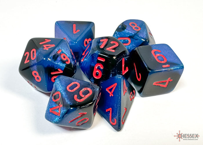 Chessex - Gemini Polyhedral 7 Dice Set - Black-Starlight w/Red