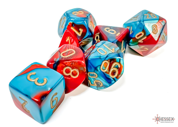 Chessex - Gemini Polyhedral 7 Dice Set - Red-Teal w/Gold
