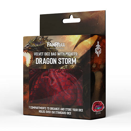 Fanroll - Dragon Storm Velvet Compartment Dice Bag - Red Dragon Scales