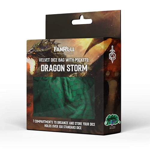 Fanroll - Dragon Storm Velvet Compartment Dice Bag - Green Dragon Scales